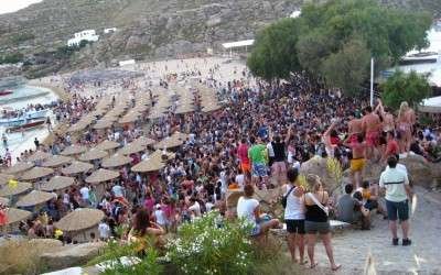 Beach Party at Super Paradise in Greece Beach Party at Super Paradise in Greece
