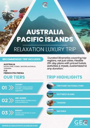 Australia & Pacific Islands Relaxation Trip  ( Content ideas + Travel Pack )